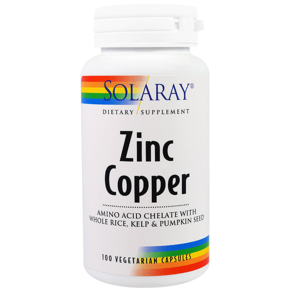 Solaray, zinc cobre, 100 cápsulas vegetales