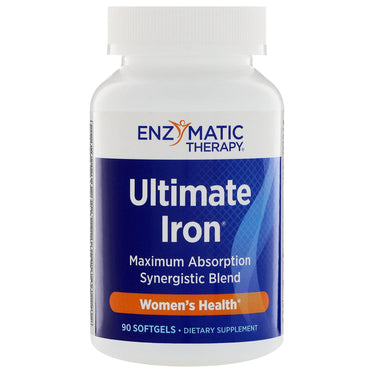 Enzymatic Therapy, Ultimate Iron, 여성 건강, 소프트젤 90정