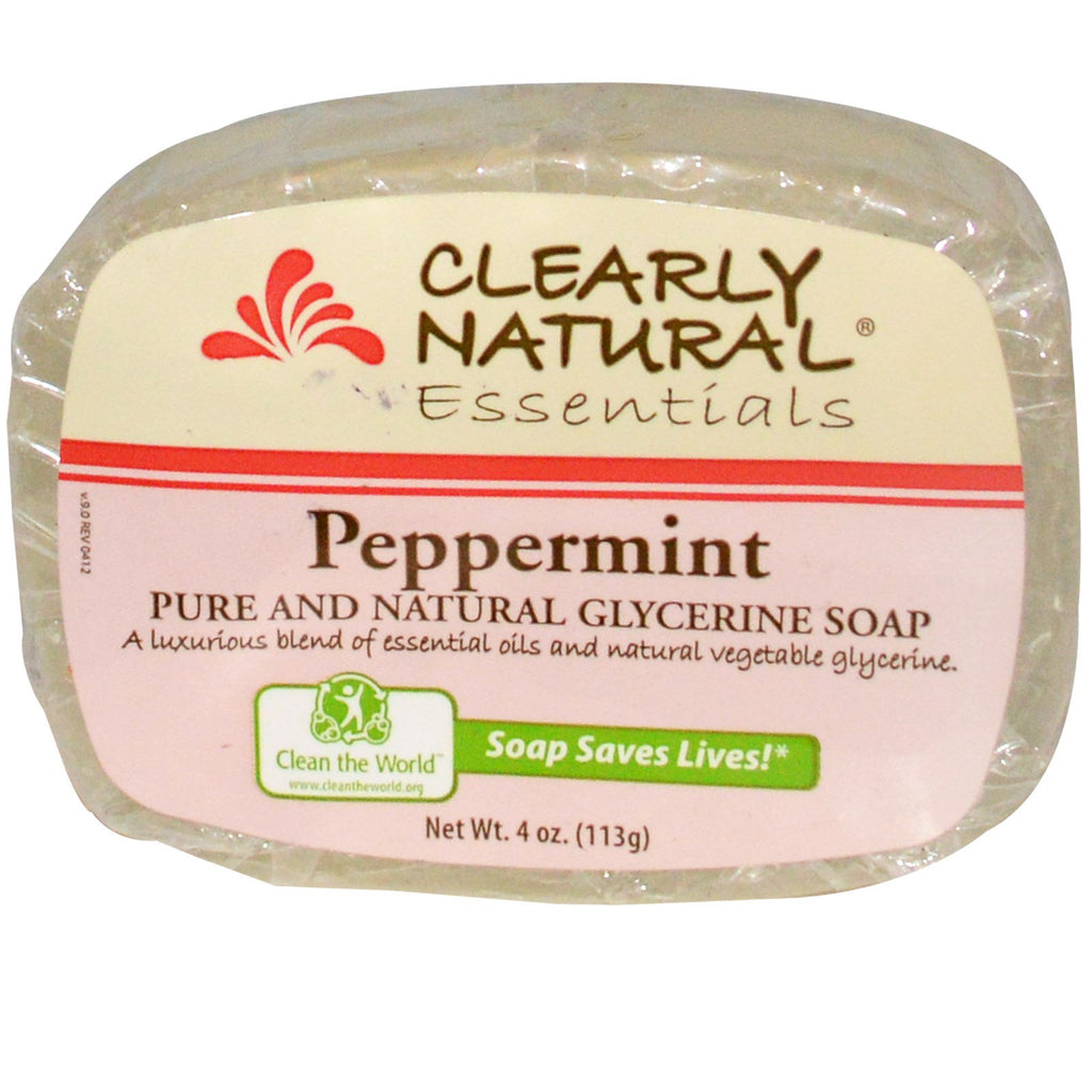 Clearly Natural, Essentials, jabón de glicerina pura y natural, menta, 4 oz (113 g)