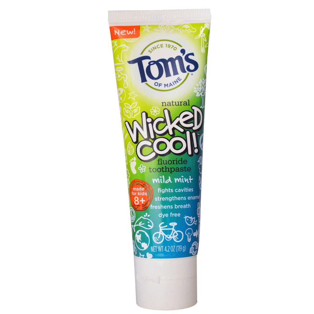 Tom's of Maine, Wicked Cool! Pastă de dinți cu fluor, mentă ușoară, 4,2 oz (119 g)