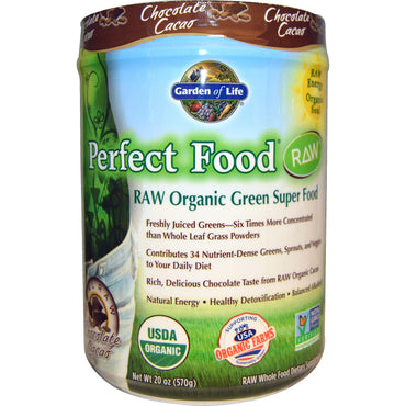 Garden of Life, Raw Perfect Food, Green Super Food, Chocolade Cacao, 20 oz (570 g)