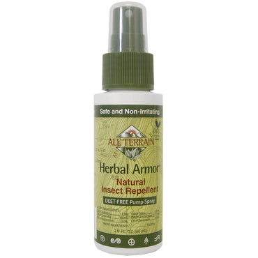 All Terrain, Herbal Armor, repelente de insectos en spray sin DEET, 2,0 fl oz (60 ml)