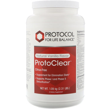 Protocol for Life Balance, ProtoClear, sabor natural a vainilla, 2,31 lbs (1,05 kg)