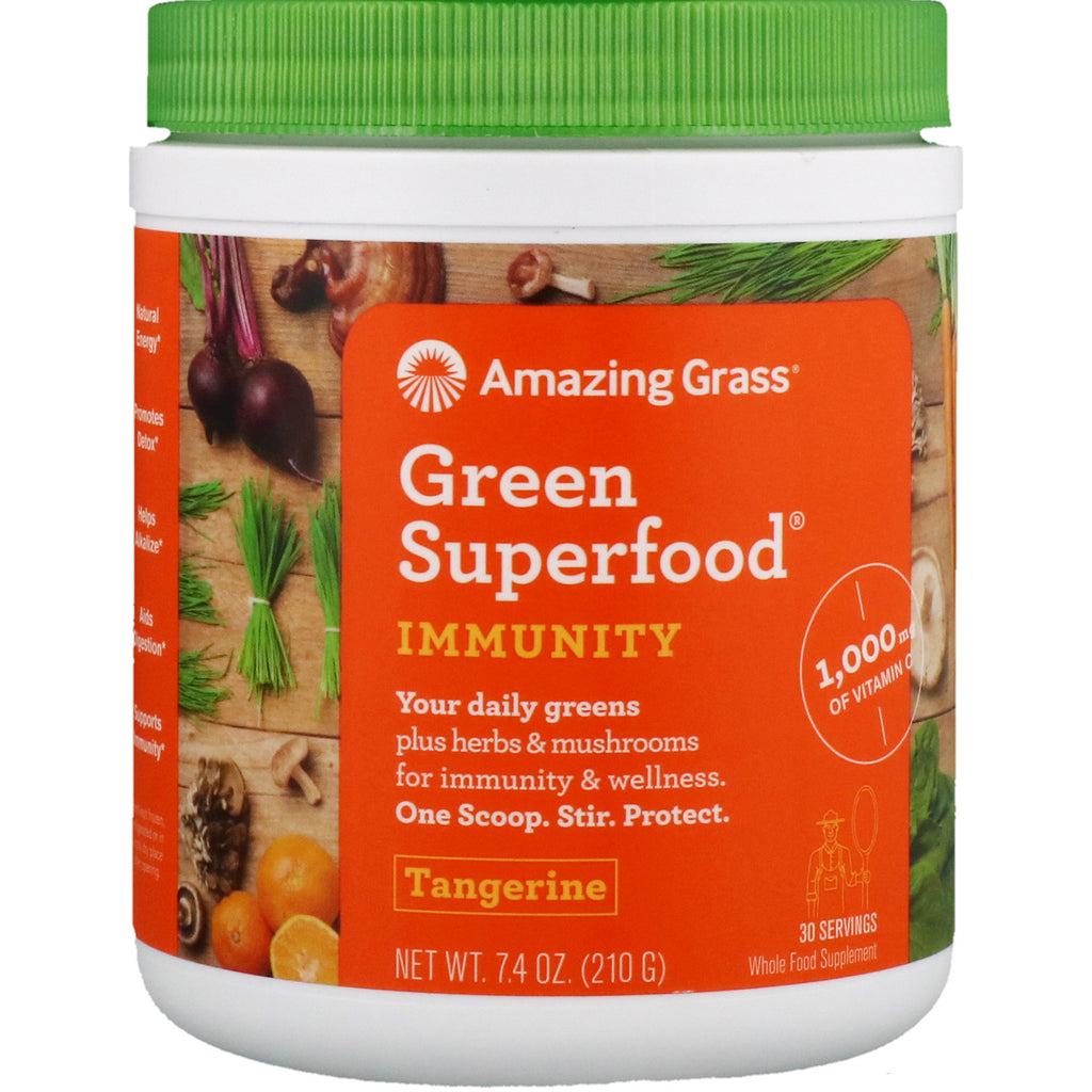 Amazing Grass, グリーン スーパーフード、免疫力、タンジェリン、7.4 オンス (210 g)