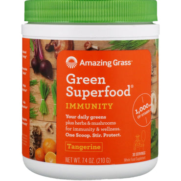 Fantastisk gress, grønn supermat, immunitet, mandarin, 210 g (7,4 oz)
