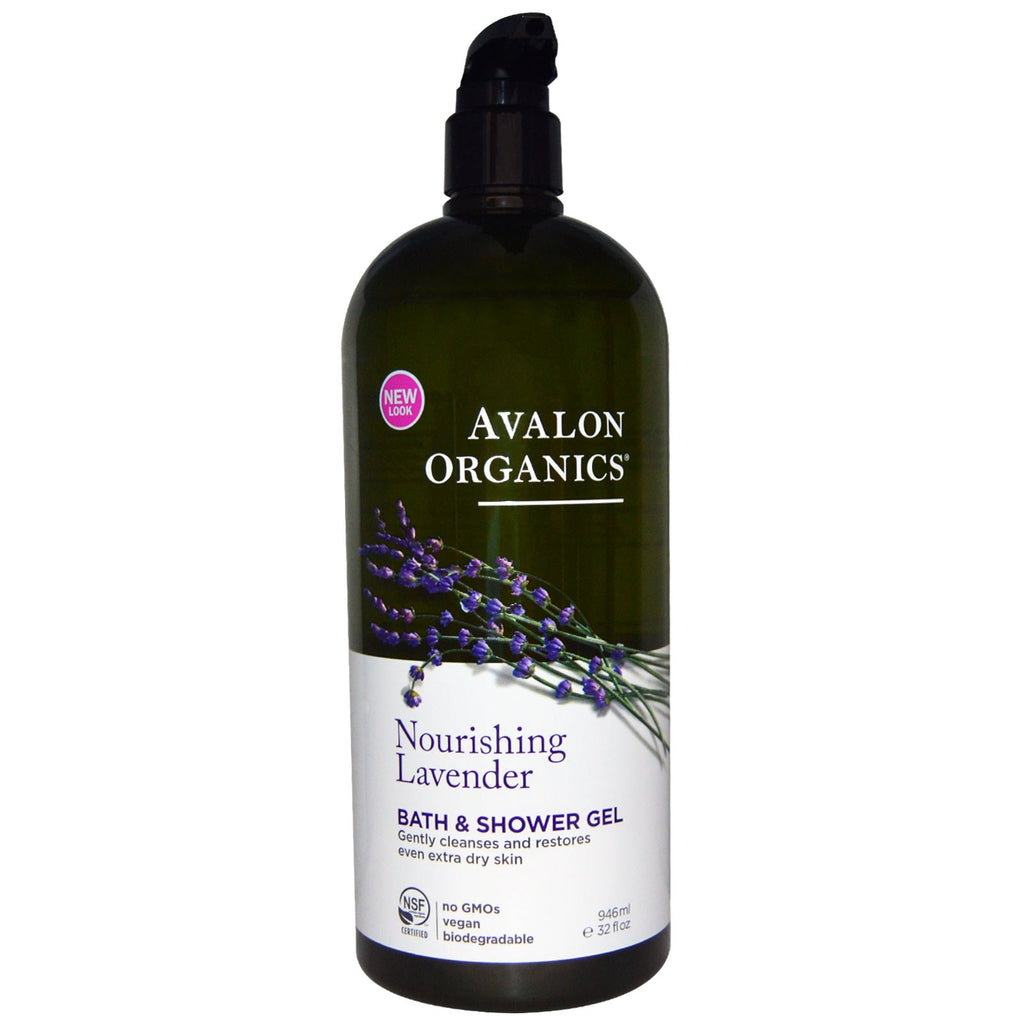 Avalon s, bad- en douchegel, voedende lavendel, 32 fl oz (946 ml)