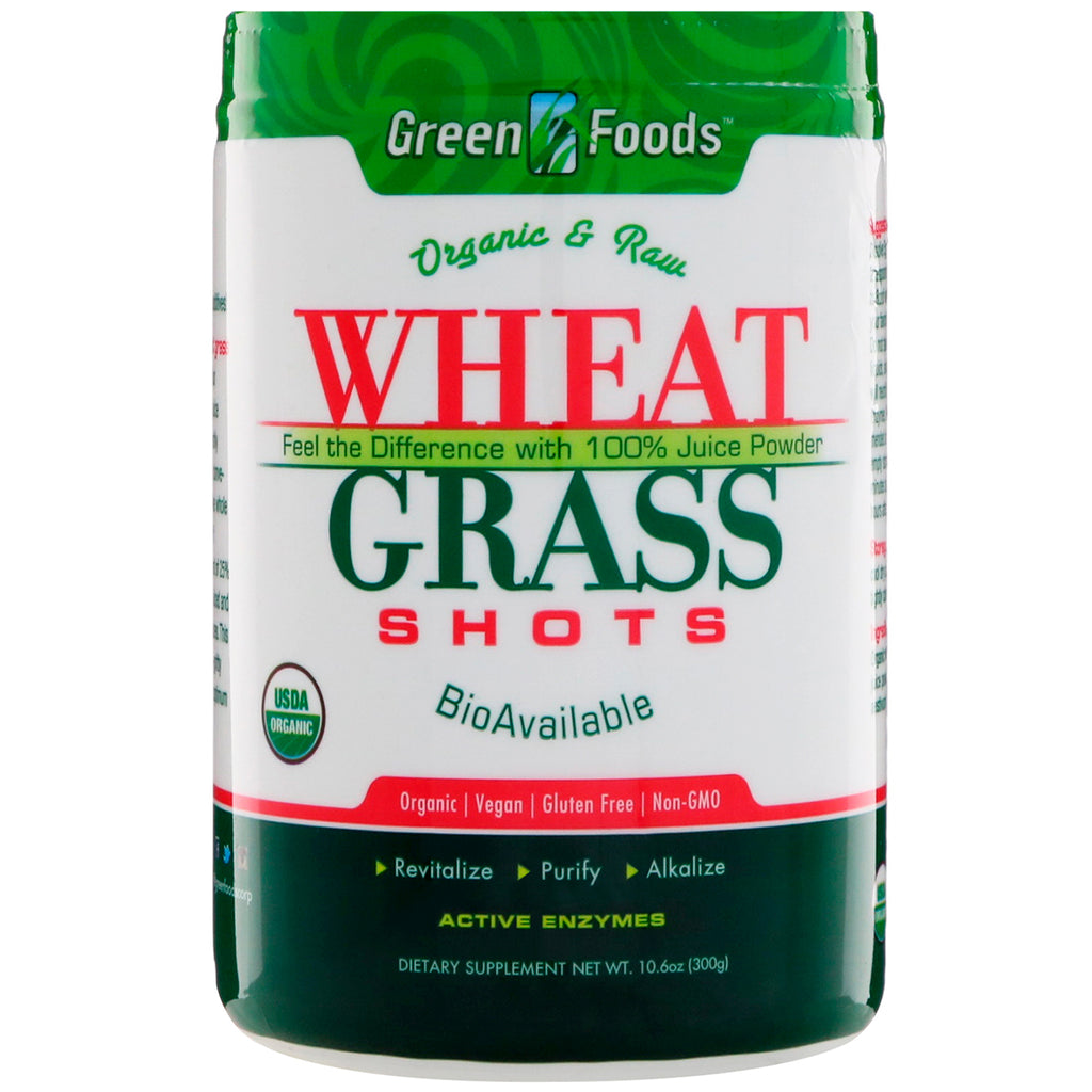 Green Foods Corporation, &amp; Raw, tragos de pasto de trigo, 10,6 oz (300 g)