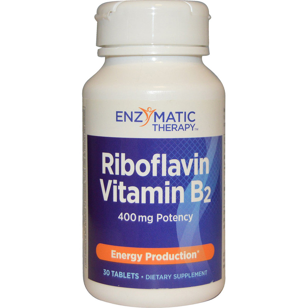 Terapia enzimática, Riboflavina Vitamina B2, Producción de energía, 400 mg, 30 tabletas