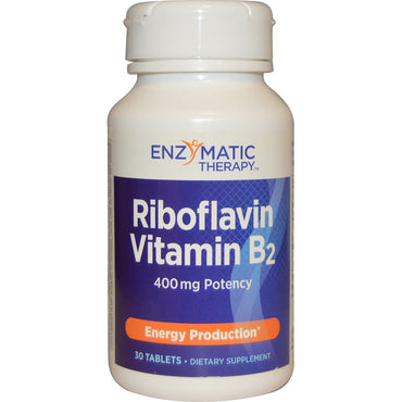 Terapia enzimática, Riboflavina Vitamina B2, Producción de energía, 400 mg, 30 tabletas