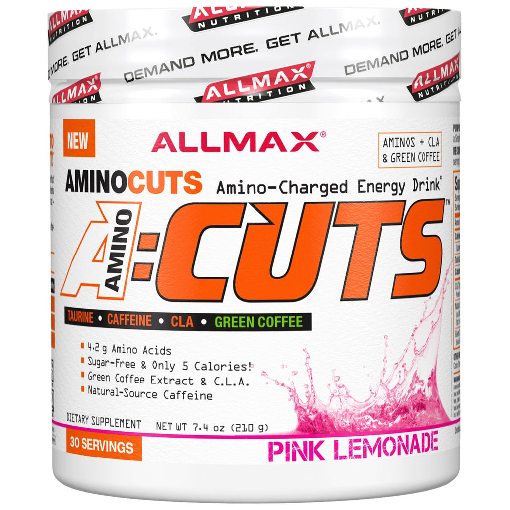 ALLMAX Nutrition, AMINOCUTS (ACUTS), BCAA voor gewichtsverlies (CLA + Taurine + groene koffie), roze limonade, 7,4 oz (210 g)