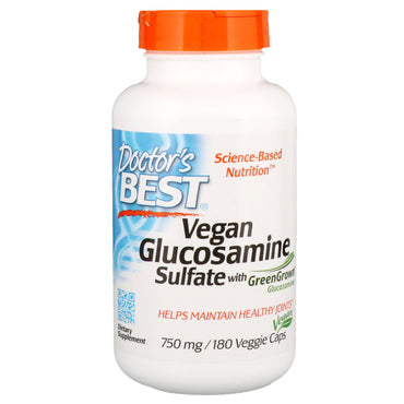 Doctor's Best, Sulfato de Glucosamina Vegano com Glucosamina GreenGrown, 750 mg, 180 Cápsulas Vegetais