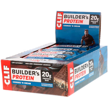 Clif Bar Builder's Protein Bar Cookies N' Cream 12 Bars 2.40 oz (68 g) Each