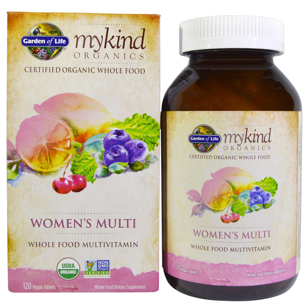 Garden of Life, MyKind s, Women's Multi, 120 veganska tabletter