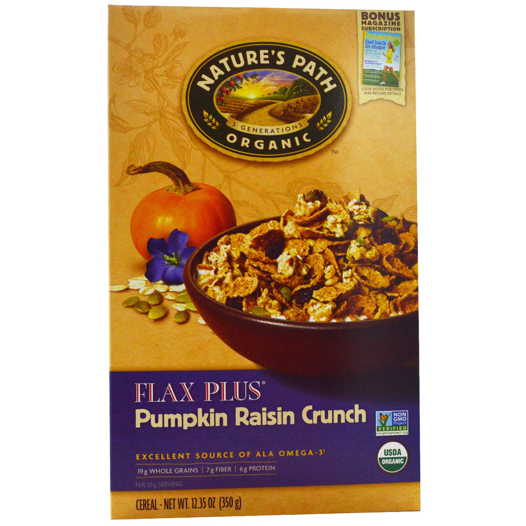Nature's Path, , Flax Plus, Pumpkin Raisin Crunch Cereal, 12.35 oz (350 g)