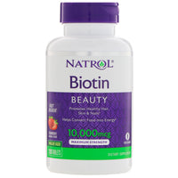 Natrol, Biotin, Fast Dissolve, Strawberry Flavor, 10,000 mcg, 120 Tablets