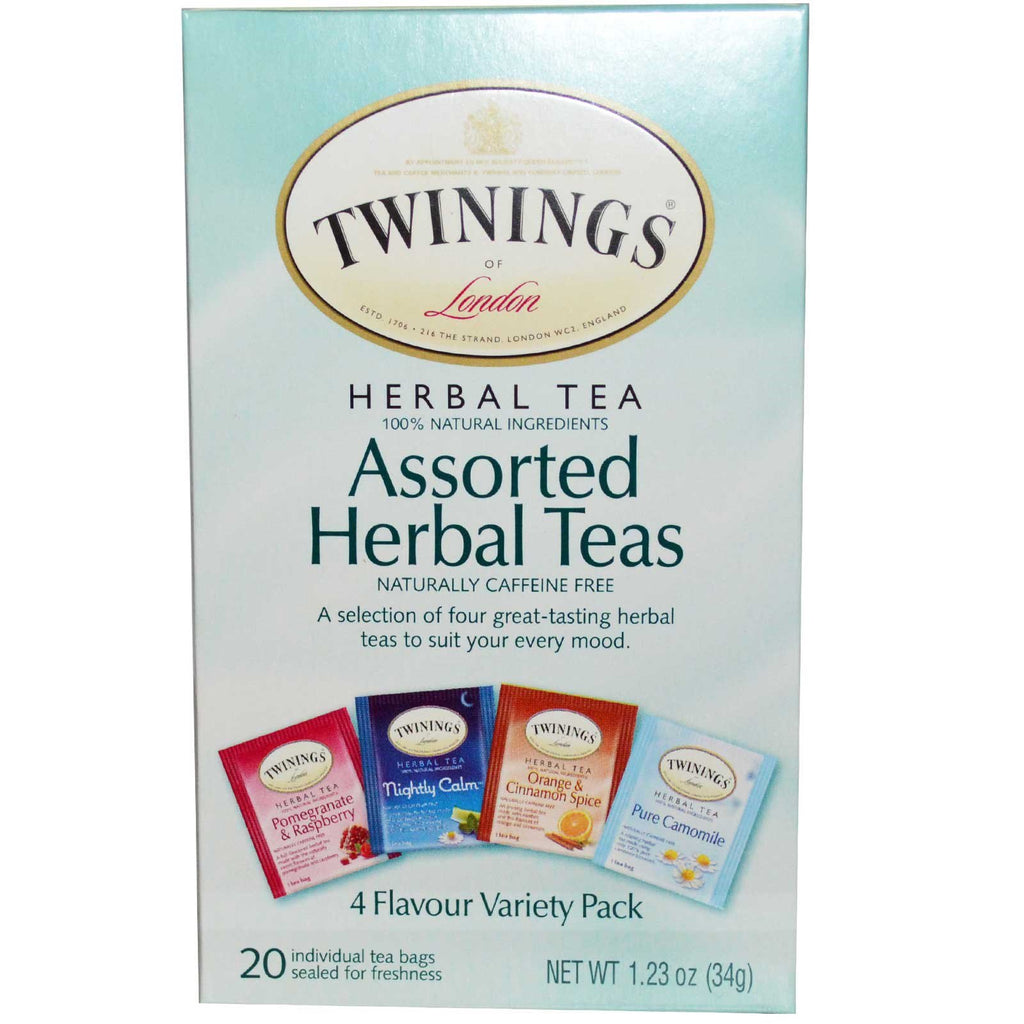 Twinings, شاي أعشاب متنوع، مجموعة متنوعة، خالي من الكافيين، 20 كيس شاي، 1.23 أونصة (34 جم)