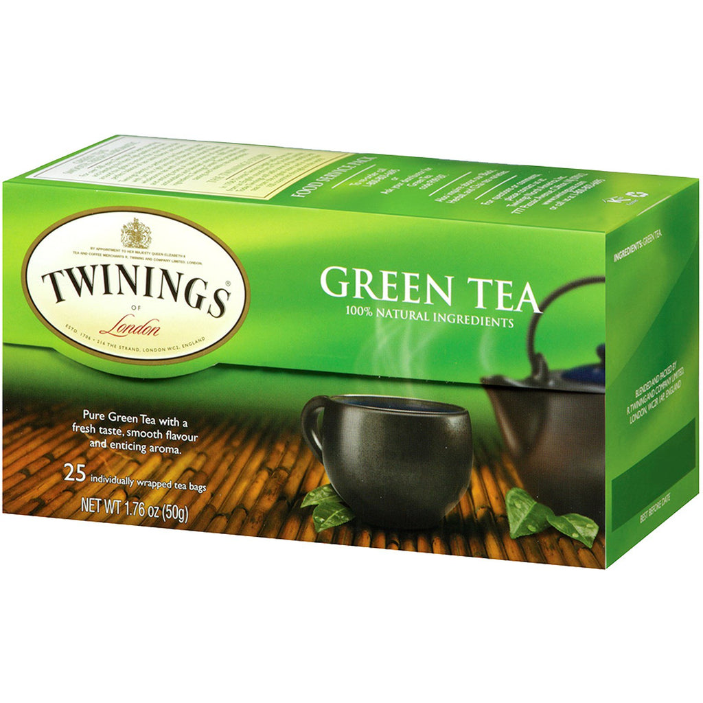 Twinings, grøn te, 25 teposer, 1,76 oz (50 g)