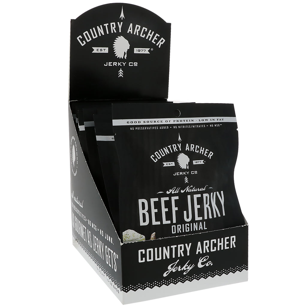 Country Archer Jerky, Beef Jerky, original, 12-pakning, 1,5 oz (42 g) hver