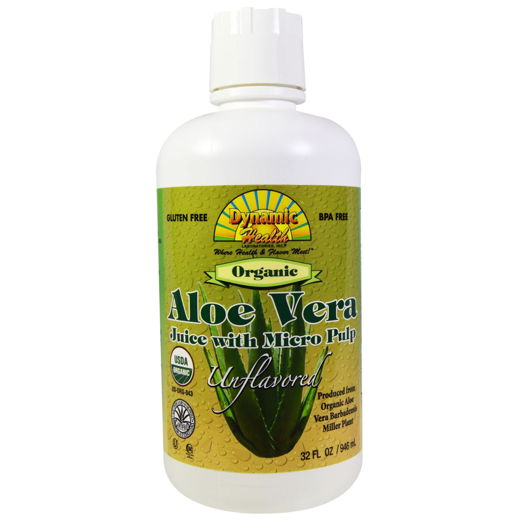 Dynamic Health Laboratories, Suco de Aloe Vera com Micro Polpa, Sem Sabor, 946 ml (32 fl oz)