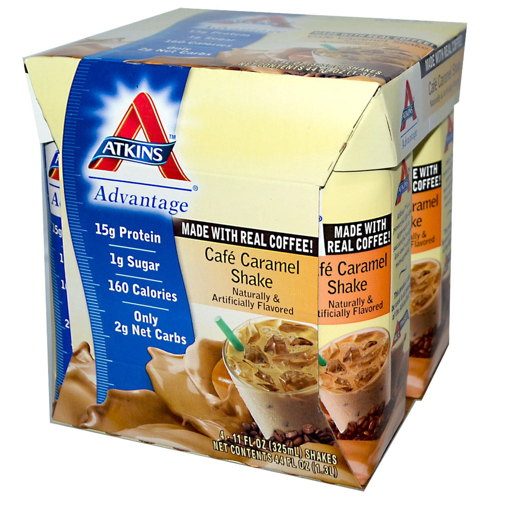 Atkins, Cafe Caramel Shake, 4 frullati, 325 ml (11 fl oz) ciascuno