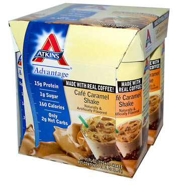 Atkins, Cafe Caramel Shake, 4 Shakes, je 11 fl oz (325 ml).