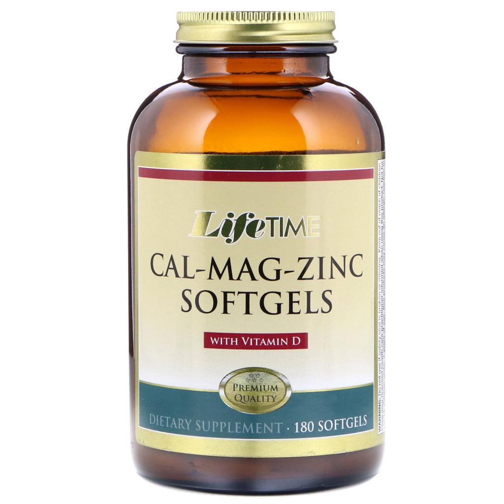 Life Time, Cal-Mag-Zinc עם ויטמין D, 180 Softgels