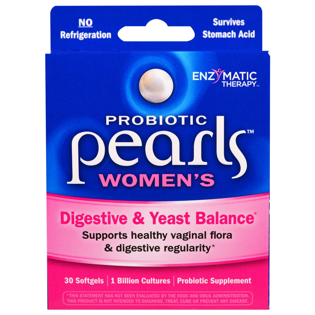 Enzymatisk terapi, probiotiska pärlor för kvinnor, matsmältnings- och jästbalans, 30 softgels