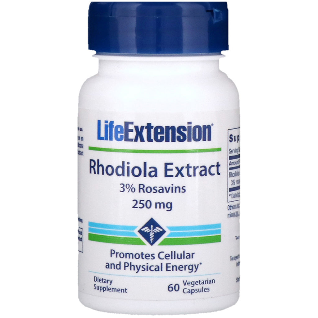 Life Extension, Rhodiola-ekstrakt, 250 mg, 60 grønnsakskapsler