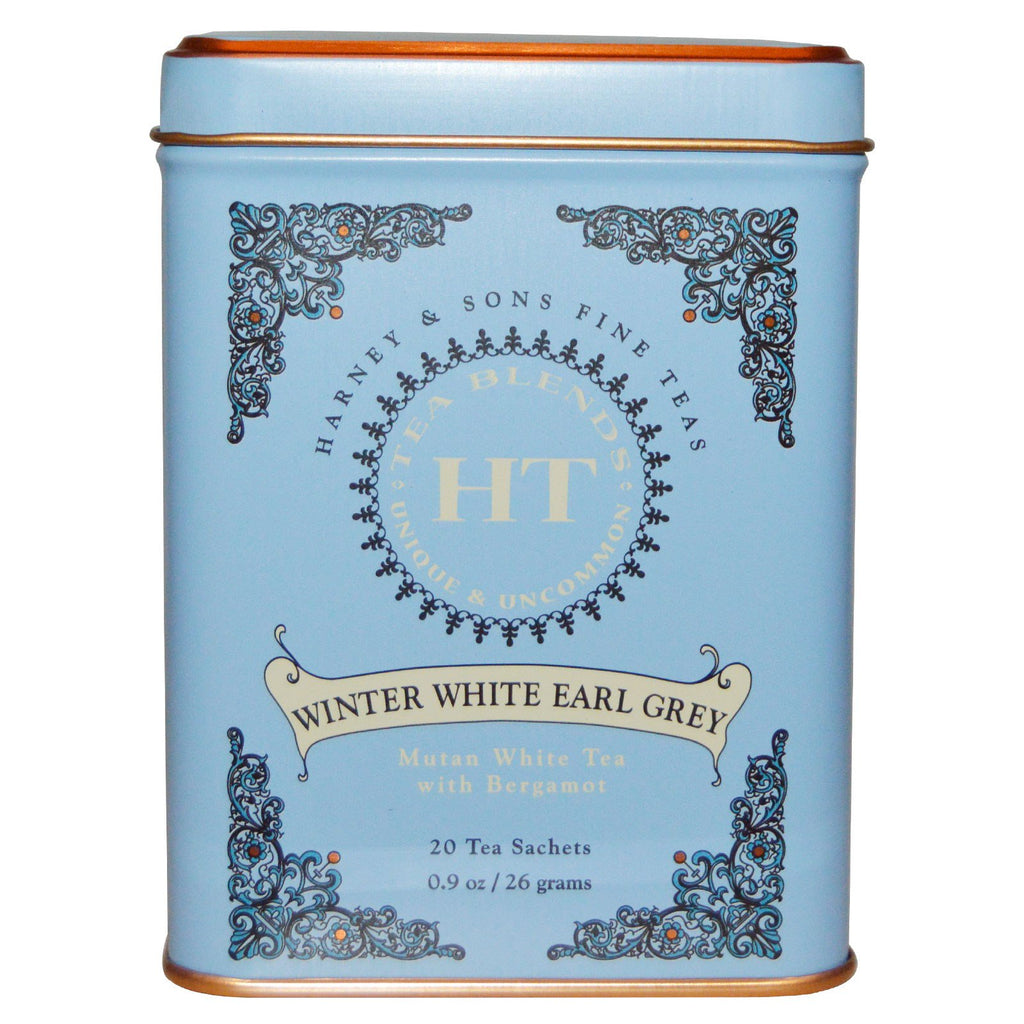 Harney & Sons, Winter White Earl Grey Tea, 20 שקיות תה, 0.9 אונקיות (26 גרם)