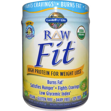 Garden of Life, RAW Fit، نسبة عالية من البروتين لفقدان الوزن، الفانيليا، 15 أونصة (420 جم)