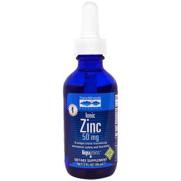 Trace Minerals Research, Zinc iónico, 50 mg, 2 fl oz (59 ml)