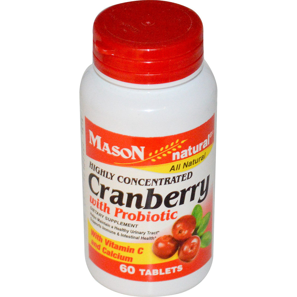 Mason Natural, Cranberry with Probiotic, Highly Concentrated, 60 Tablets