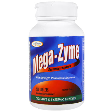 Enzymatisk terapi, mega-zym, systemiske enzymer, 200 tabletter
