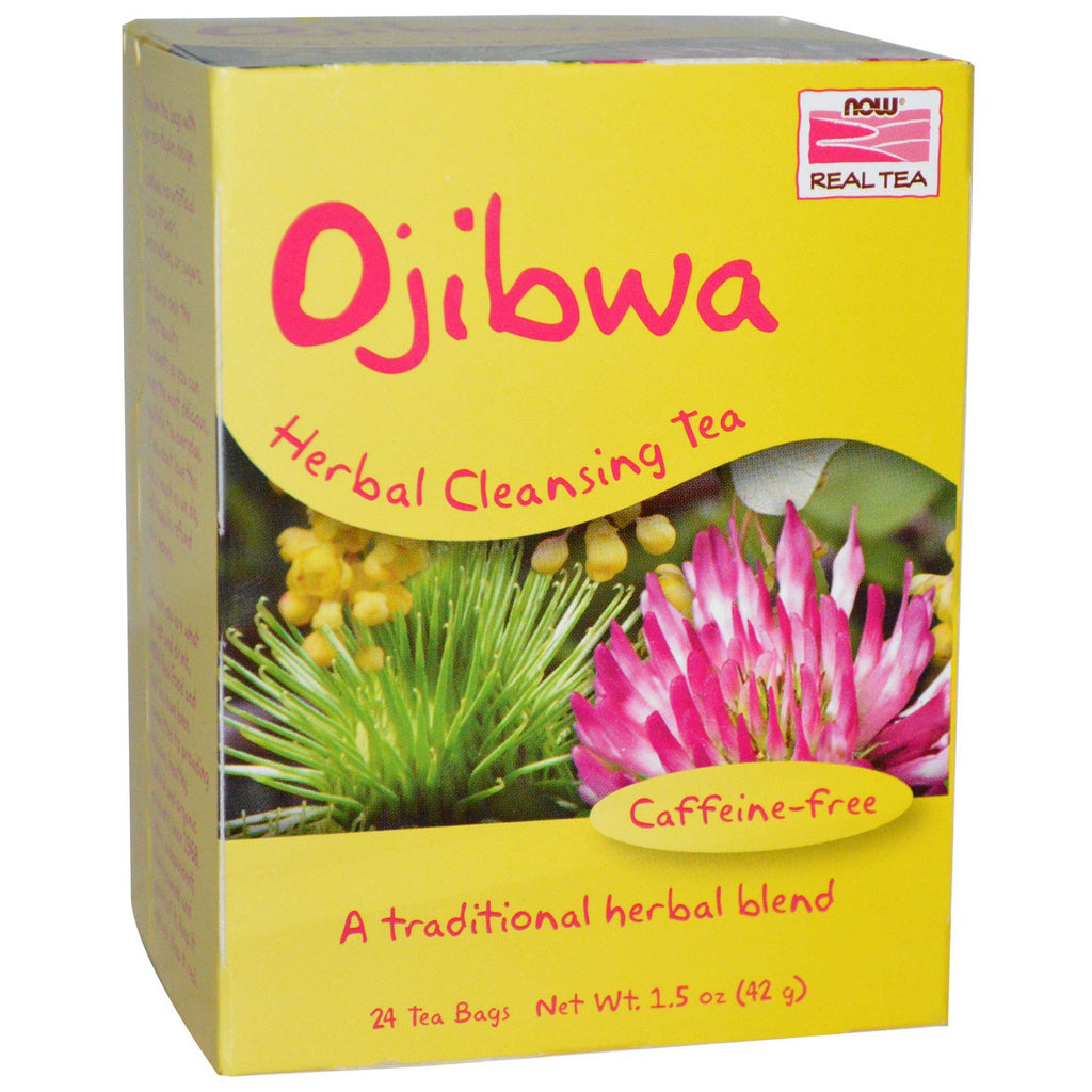 Now Foods, vero tè, Ojibwa, senza caffeina, 24 bustine di tè, 1,5 oz (42 g)