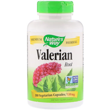 Nature's Way, Raíz de valeriana, 530 mg, 180 cápsulas vegetarianas