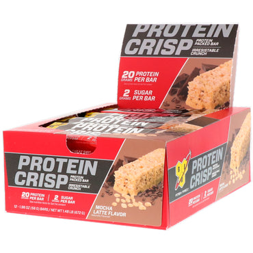 BSN Protein Crisp Mocha Latte Sabor 12 Barras 1,98 oz (56 g) Cada