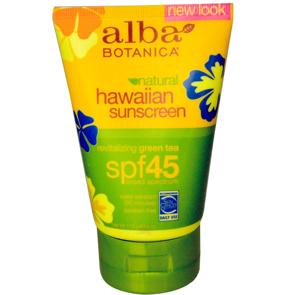 Alba Botanica, protecție solară naturală hawaiană, SPF 45, 4 oz (113 g)