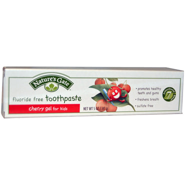 Nature's Gate, Fluoride Free Toothpaste, Cherry Gel for Kids, 5 oz (141 g)
