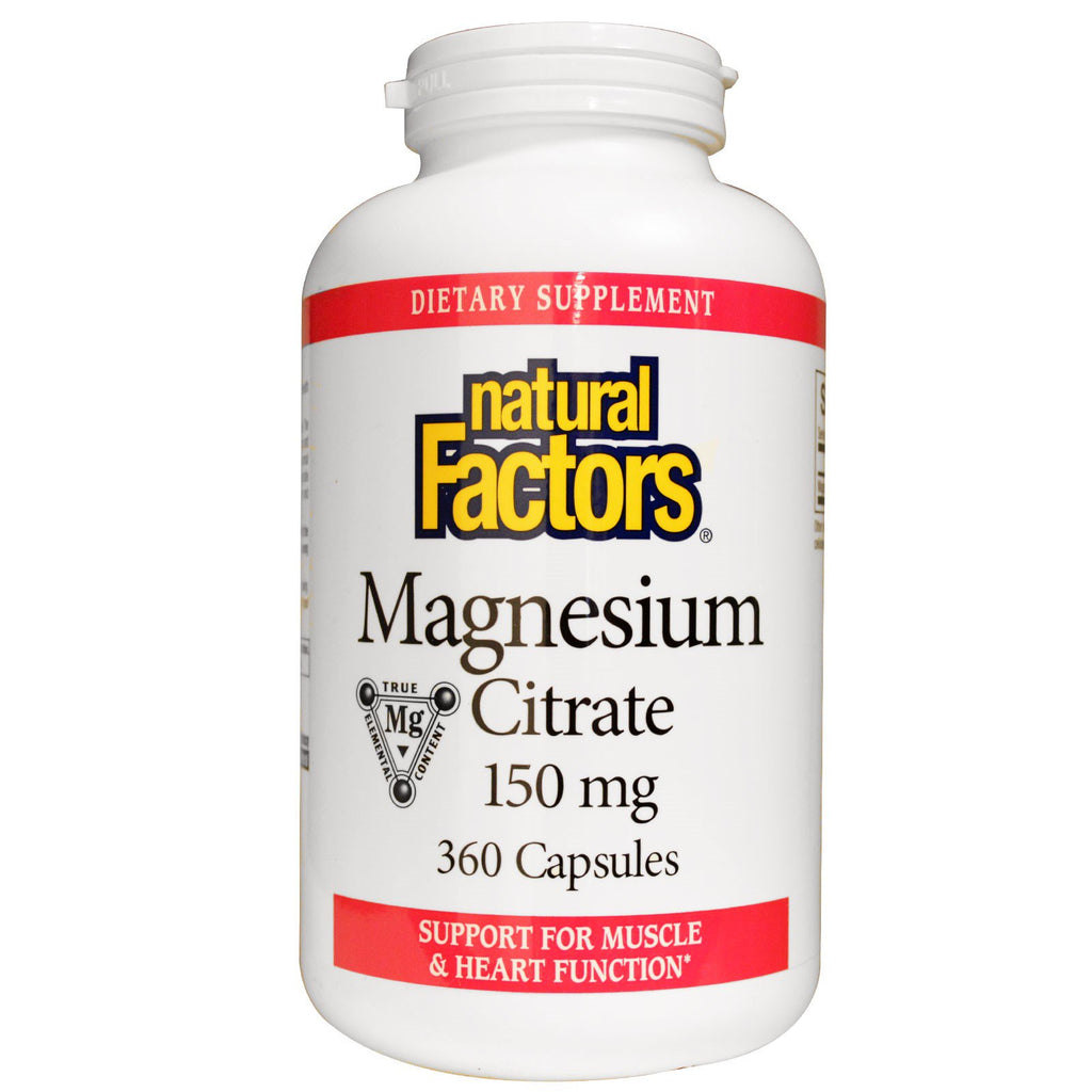 Natural Factors, Citrate de magnésium, 150 mg, 360 gélules