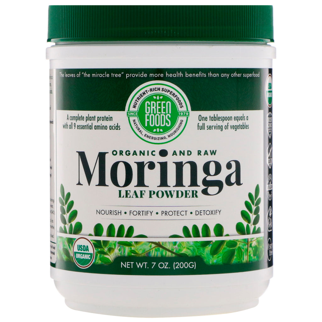 Green Foods Corporation e Raw, polvere di foglie di Moringa, 7 once (200 g)