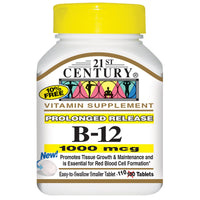 21st Century, B-12, liberación prolongada, 1000 mcg, 110 tabletas