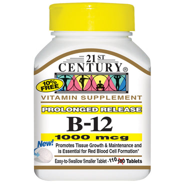 21st Century, B-12, Liberação Prolongada, 1000 mcg, 110 Comprimidos