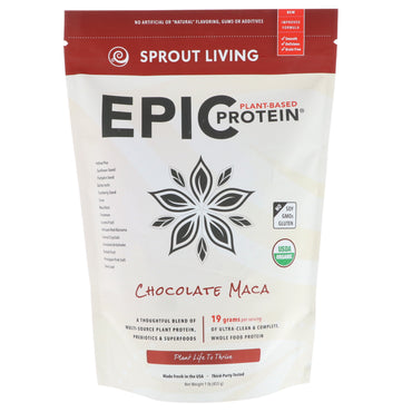 Sprout Living, Epic Protein, maca con chocolate, 1 libra (455 g)