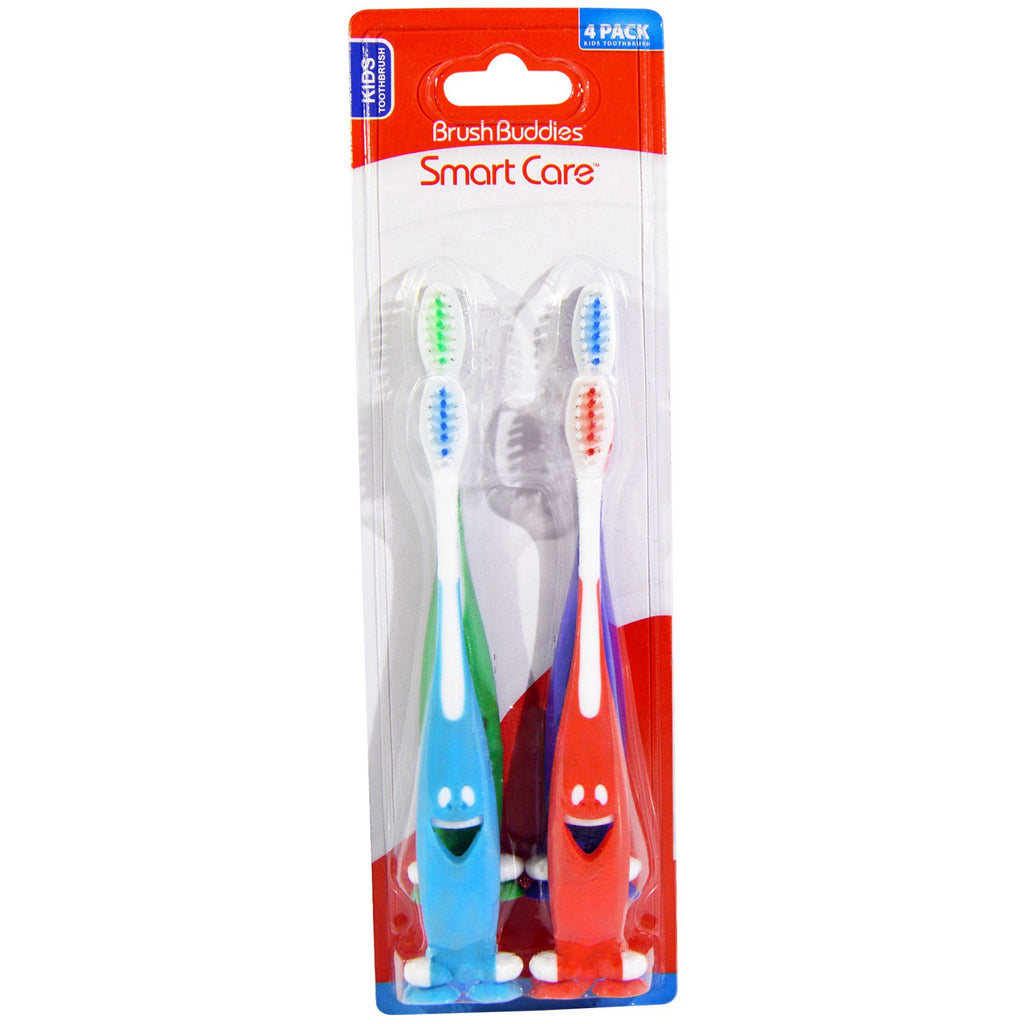 Compagni di spazzola, cura intelligente, spazzolino da denti per bambini, confezione da 4