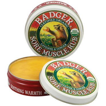 Badger Company, Sore Muscle Rub, Cayenne et Gingembre, 0,75 oz (21 g)