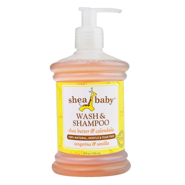 Shea Baby Shea Mama, Wash & Shampoo, Mandarijn & Vanille, 10 fl oz (296 ml)