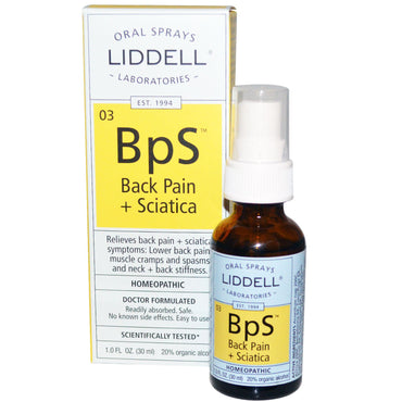 Liddell, BpS, อาการปวดหลัง + อาการปวดตะโพก, สเปรย์ในช่องปาก, 1.0 fl oz (30 ml)