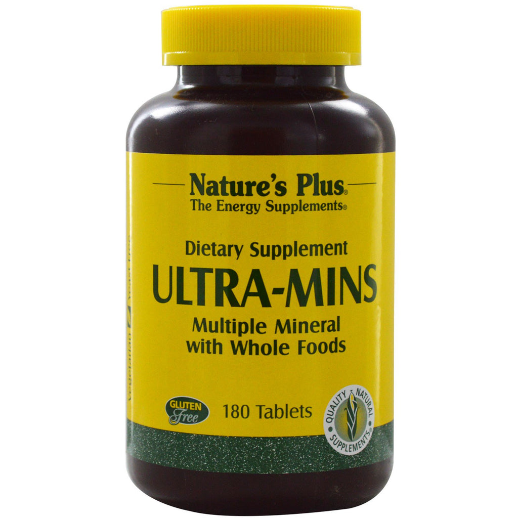 Nature's Plus, Ultra-Mins, meerdere mineralen met hele voedingsmiddelen, 180 tabletten