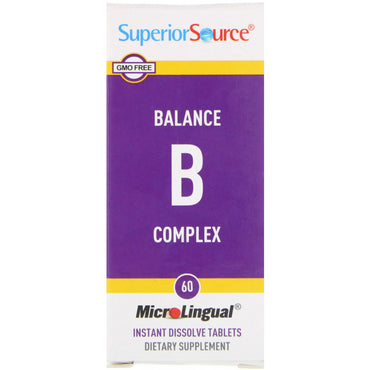 Fuente superior, complejo balance b, 60 tabletas microlinguales de disolución instantánea