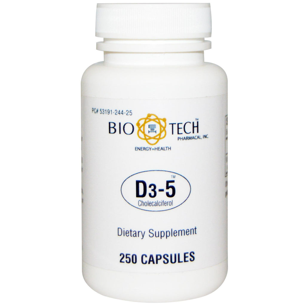 Bio Tech Pharmacal, Inc, Colecalciferol D3-5, 250 cápsulas